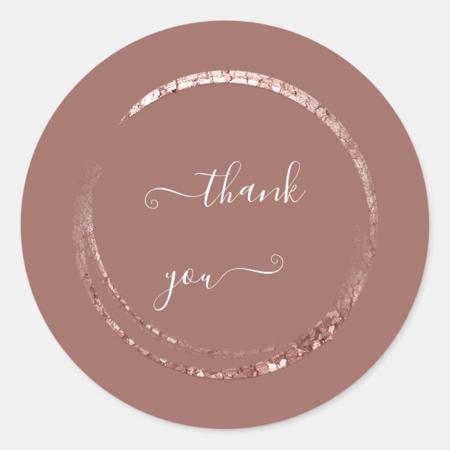 Pegatina Redonda White Gracias Rosa de Polvo Blanco Favor (Anverso)