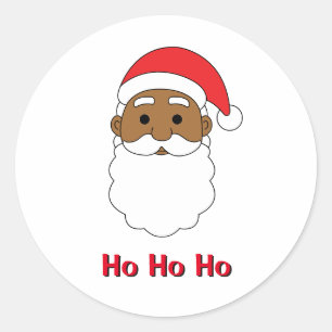 Pegatina Redonda White Ho Ho Ho Ho Ho ho Familia de Papá Noel afroa