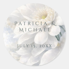 Pegatina Redonda White Ivory Quiet Luxury Romantic Elegant Wedding 