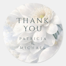 Pegatina Redonda White Ivory Quiet Luxury Romantic Elegant Wedding 