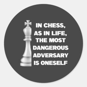 Pegatina Redonda White King Chess Pieza Wisdom Power Strategy