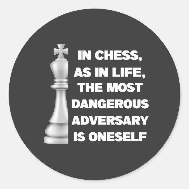 Pegatina Redonda White King Chess Pieza Wisdom Power Strategy (Anverso)