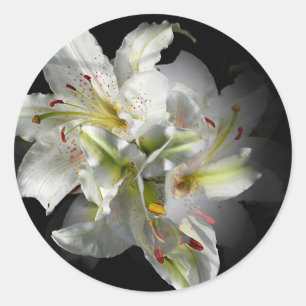 Pegatina Redonda White Lilies Fantasy