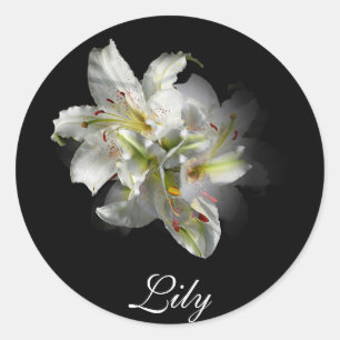 Pegatina Redonda White Lilies Fantasy