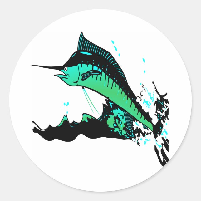 Pegatina Redonda White Marlin Fishing Marlins (Anverso)