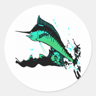 Pegatina Redonda White Marlin Fishing Marlins
