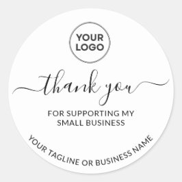 Pegatina Redonda White Minimalist Thank You Logo  Round Sticker