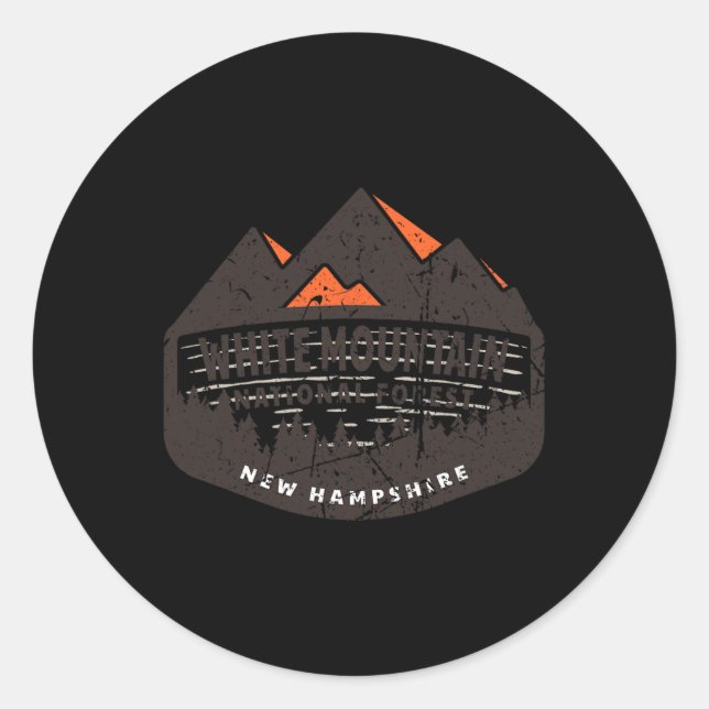 Pegatina Redonda White Mountain National Forest New Hampshire Usa  (Anverso)