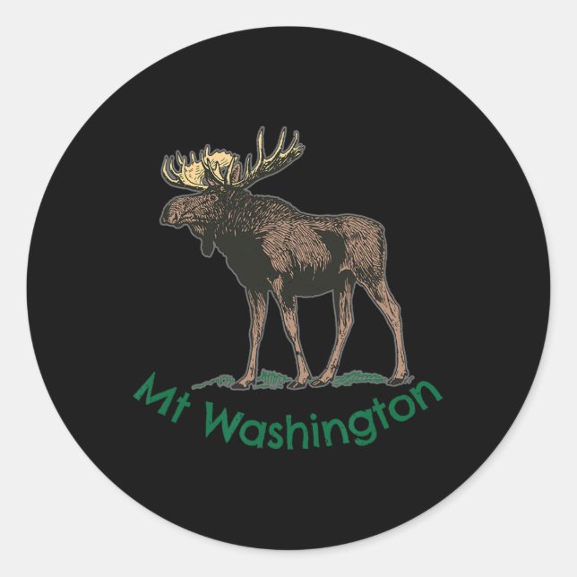Pegatina Redonda White Mountains Mt Washington New Hampshire Moose  (Anverso)