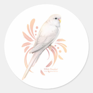 Pegatina Redonda White Parakeet