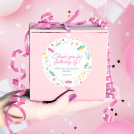 Pegatina Redonda White Pastel Butterfly Girl’s Garden Favor Label