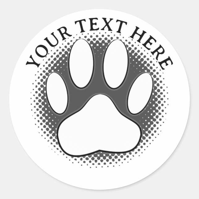 Pegatina Redonda White Paw Print Editable Text  (Anverso)