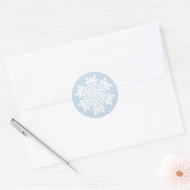 Pegatina Redonda  White Snowflake (Frost Blue)  (Sobre)