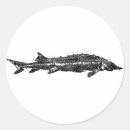 Pegatina Redonda White Sturgeon Gyotaku-40-Item