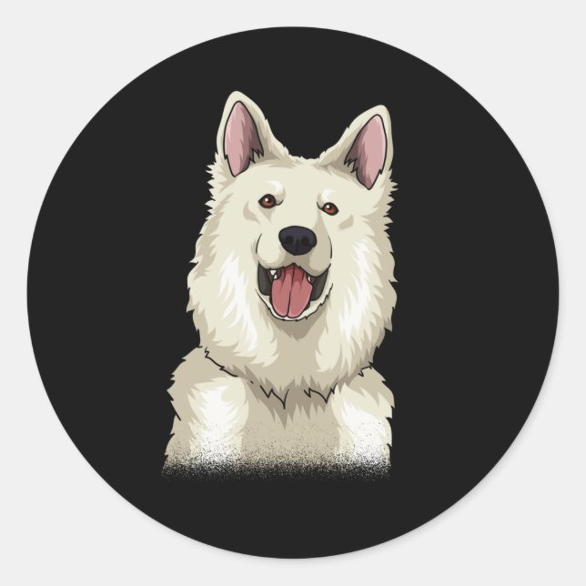 Pegatina Redonda White Swiss Shepherd Gift (Anverso)