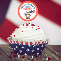 White y Blue Birthday Rojo Gracias por