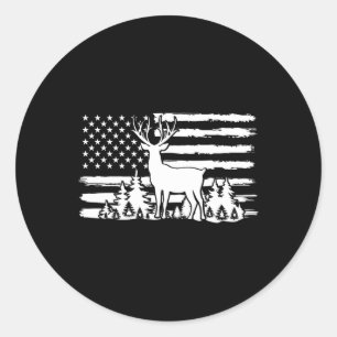 Pegatina Redonda Whitetail Buck Deer Cazando Camisas Vintage Estado