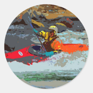 Pegatina Redonda Whitewater Kayaking