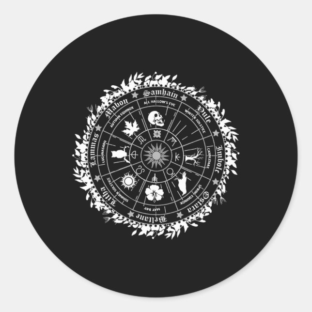 Pegatina Redonda Wicca Feliz Ostara (Anverso)