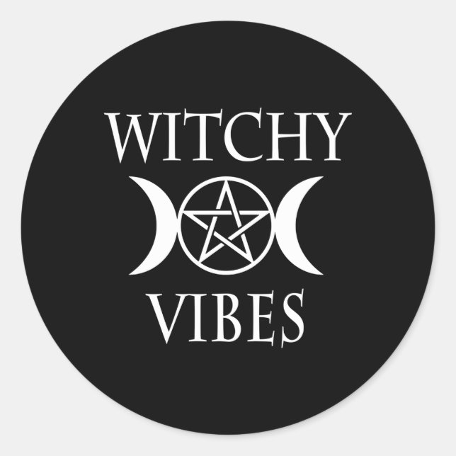 Pegatina Redonda Wicca Pentacle Triple Diosa De La Luna Witchy S (Anverso)