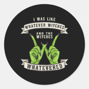 Pegatina Redonda Wiccan Wiccan Costume Fun Hallowee