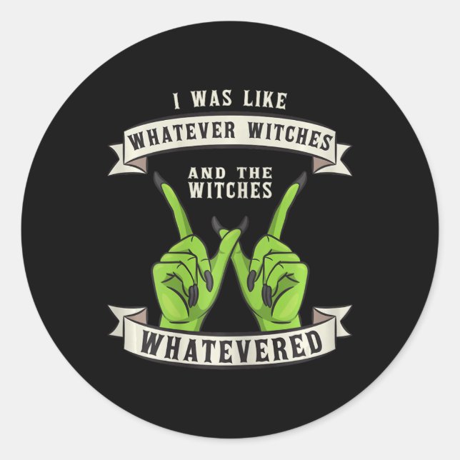 Pegatina Redonda Wiccan Wiccan Costume Fun Hallowee (Anverso)