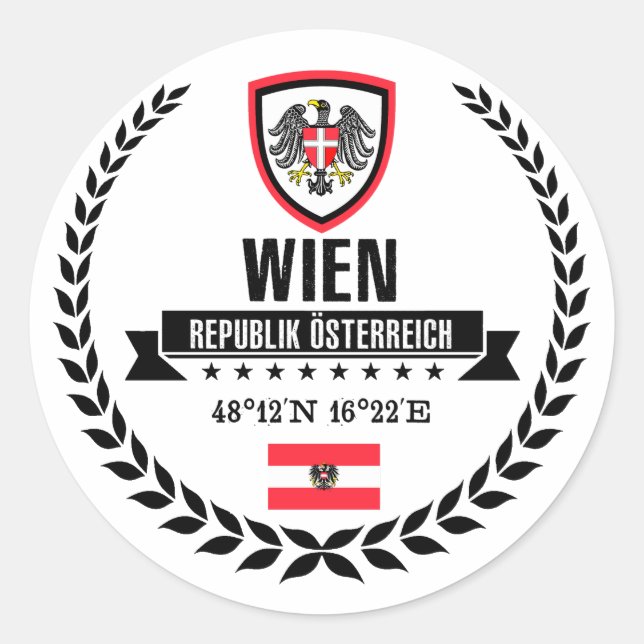 Pegatina Redonda Wien (Anverso)
