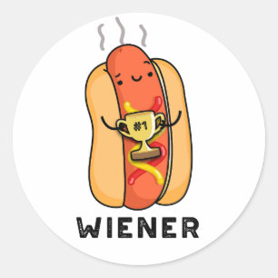 Pegatina Redonda Wiener Funny Sausage Pun