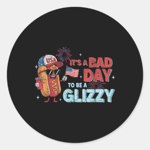 Pegatina Redonda Wiener Glizzy Firework de Hotdog en días malos