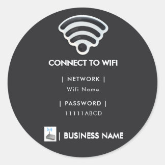 Pegatina Redonda Wifi Empresarial Pedestal de Red Morden
