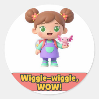 Pegatina Redonda Wiggle Wow divertido sticker para niños