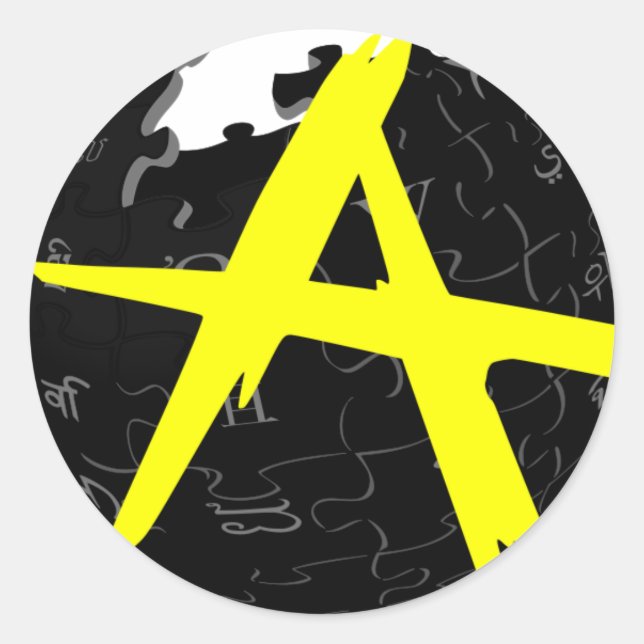 Pegatina Redonda Wiki de AnCap (Anverso)