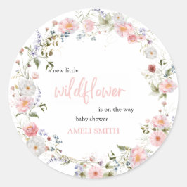 Pegatina Redonda Wild Floral Wreath Babyducha