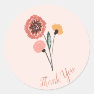 Pegatina Redonda Wild Flower Bunch Floral Art Gracias
