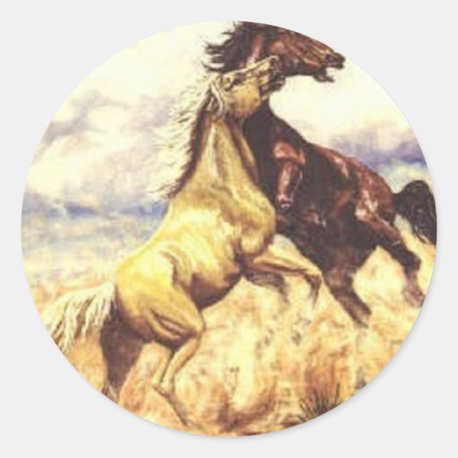 Pegatina Redonda Wild Mustangs (Anverso)