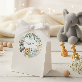 Pegatina Redonda Wild One Cute Safari Jungle Animals Boy Baby Showe