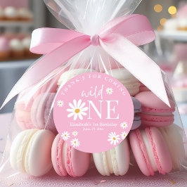 Pegatina Redonda Wild One Daisy Birthday – First Birthday Girl Part