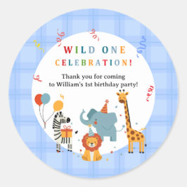Pegatina Redonda Wild One First Birthday Invitation