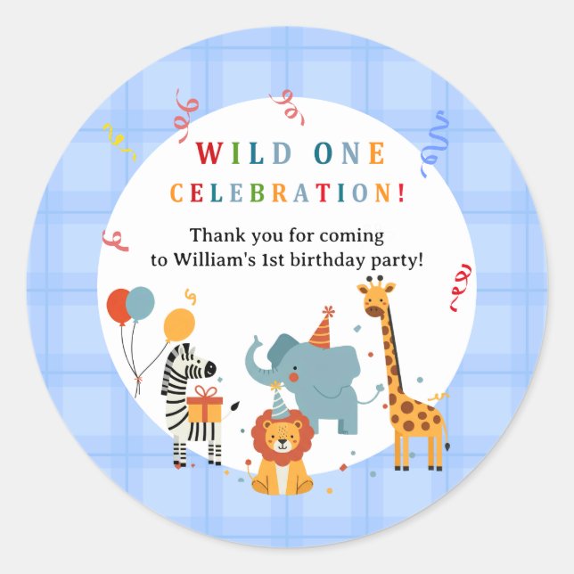 Pegatina Redonda Wild One First Birthday Invitation (Anverso)