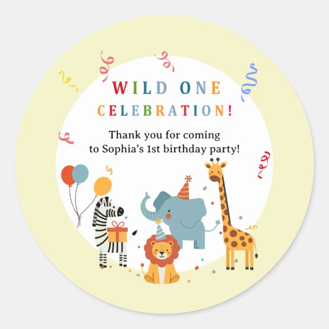 Pegatina Redonda Wild One First Birthday Invitation (Anverso)