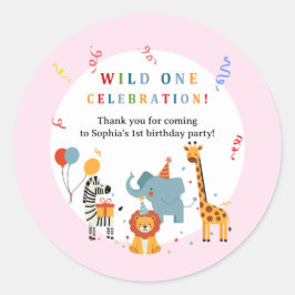 Pegatina Redonda Wild One First Birthday Invitation