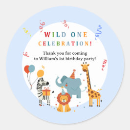 Pegatina Redonda Wild One First Birthday Invitation