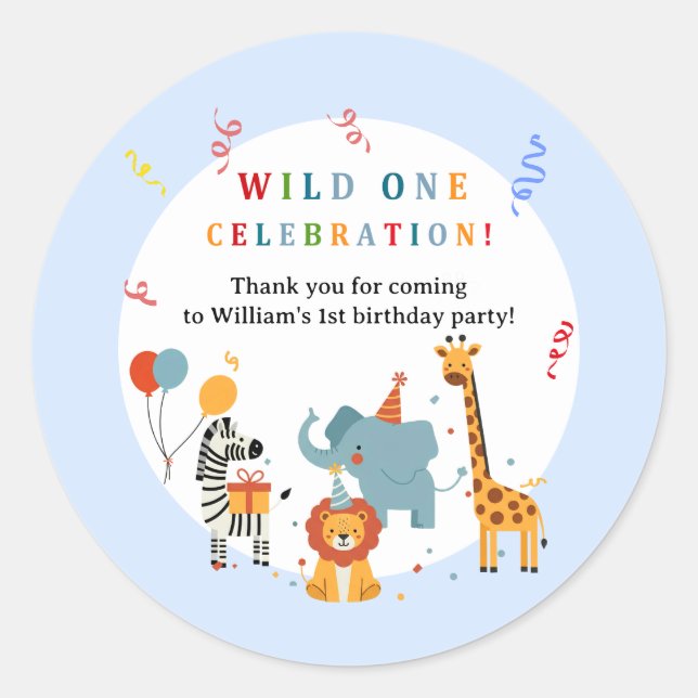 Pegatina Redonda Wild One First Birthday Invitation (Anverso)