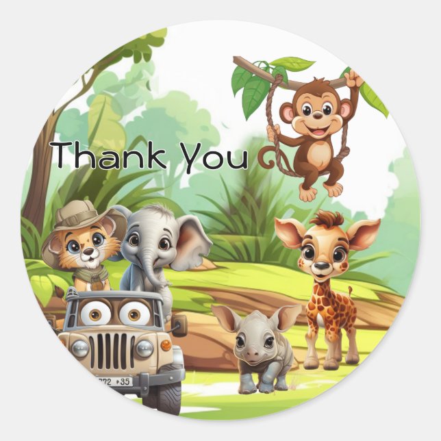 Pegatina Redonda Wild One Jungle Safari 1st Birthday Paper Cup  (Anverso)