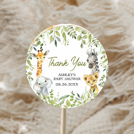 Pegatina Redonda Wild One Jungle Safari Baby Shower