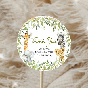 Pegatina Redonda Wild One Jungle Safari Baby Shower