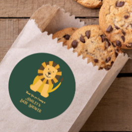 Pegatina Redonda Wild One Lion Baby Shower Jungle Safari Favor