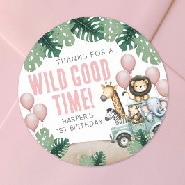 Pegatina Redonda Wild One Safari 1st Birthday