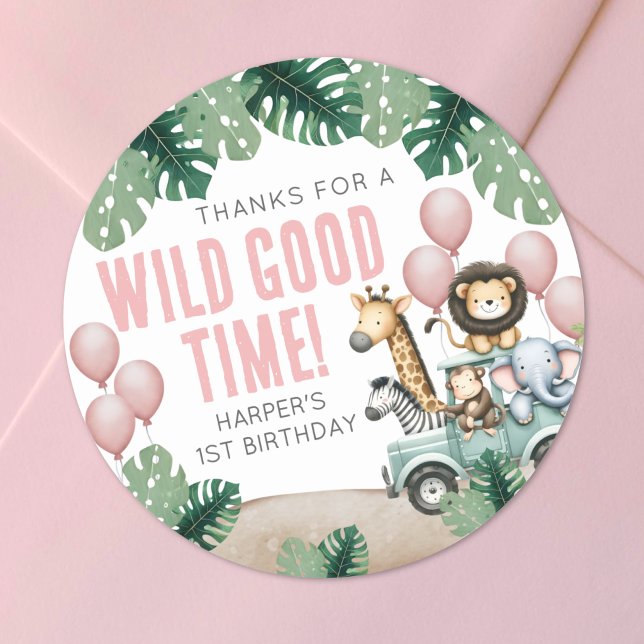 Pegatina Redonda Wild One Safari 1st Birthday (Wild One Safari 1st Birthday Classic Round Sticker )