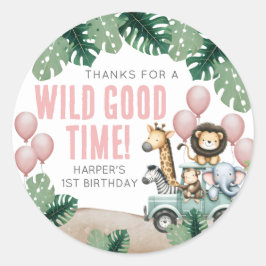 Pegatina Redonda Wild One Safari 1st Birthday